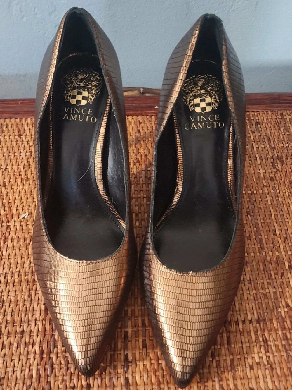 Vince Camuto Copper Metallic Pointed-Toe Pumps